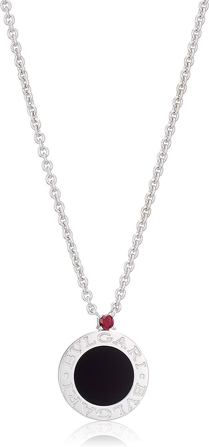 Bvlgari Bulgari Agate Sterling Silver Necklace 356910 Black